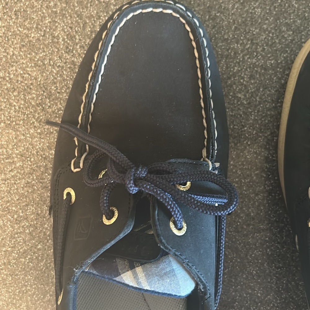 Sperry Top Siders. Navy with plaid accents. Size 9. - Picture 2 of 7